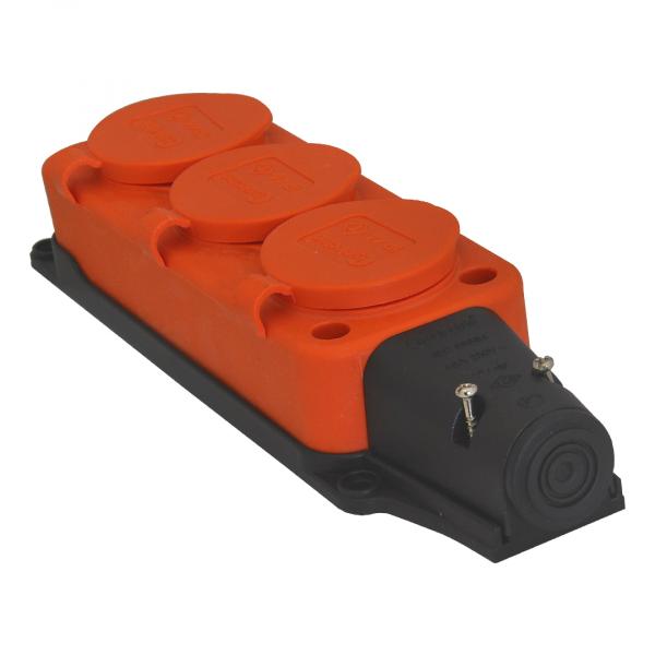 Schutzkontakt 3-Fach Steckdosenleiste IP44 (Orange)